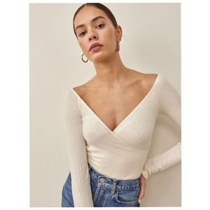 Reformation Minnie Off The Shoulder Wrap  Long Sleeve Size M